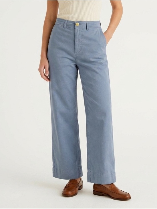 Everlane Pants - Everlane Wide Leg Crop Pants High Rise Patch Pocket Cotton Stretch Slate Blue 4